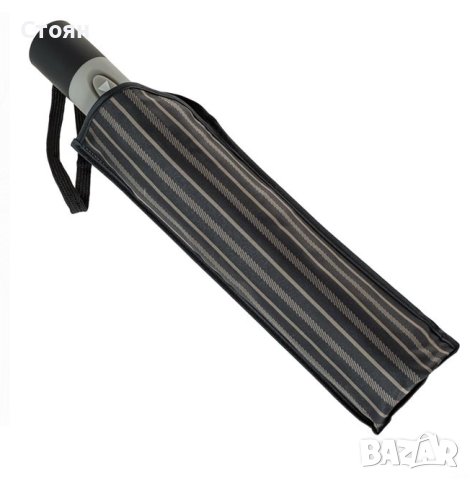 Автоматичен чадър за дъжд Черно кафяво на райе 31,5 см, снимка 4 - Други - 42876865