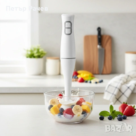 Ръчен пасатор Rosberg R51112O, 350W, 2 скорости, пластмасова пасираща приставка, снимка 3 - Чопъри и пасатори - 53984782