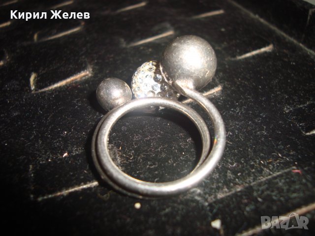 СТАР СРЕБЪРЕН ВИНТИДЖ ТОПЧЕСТ АРТ ДИЗАЙНЕРСКИ ПРЪСТЕН с БЯЛ ЕМАЙЛ и КРИСТАЛЧЕТА 19446, снимка 14 - Пръстени - 31595555