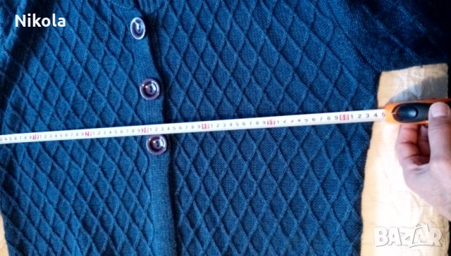 Дълга плетена дамска жилетка тъмно синя, снимка 10 - Жилетки - 31055532