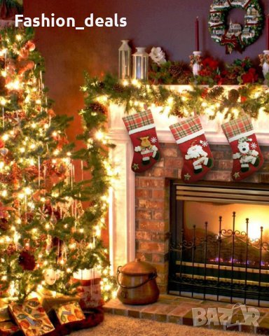 Нов Комплект коледни чорапи 3 броя Украса Декорация Коледа Дом Уют, снимка 4 - Други - 35585219