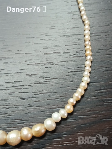 Стара перлена огърлица от естествени перли със златна закопчалка  и диаманти, снимка 7 - Антикварни и старинни предмети - 52506973