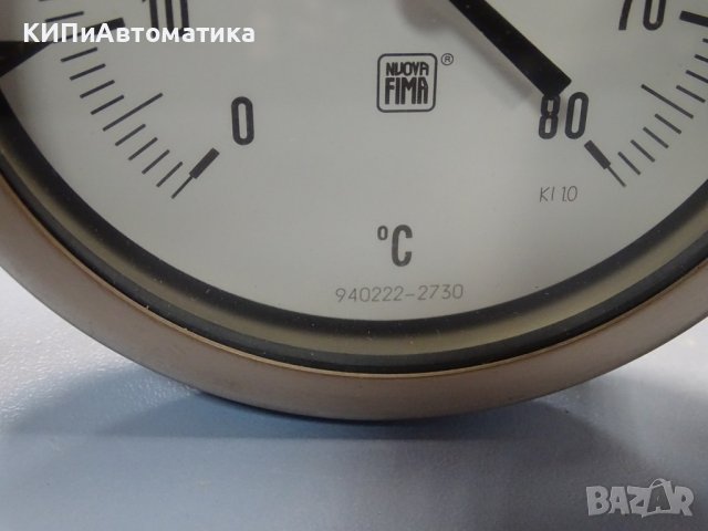 биметален термометър NUOVA FIMA Ø110mm G1/2 KL1 0/+200°C L- 100-300mm, снимка 3 - Резервни части за машини - 37104073