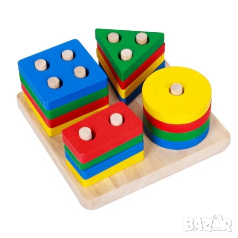 Дървен сортировач за геометрични форми