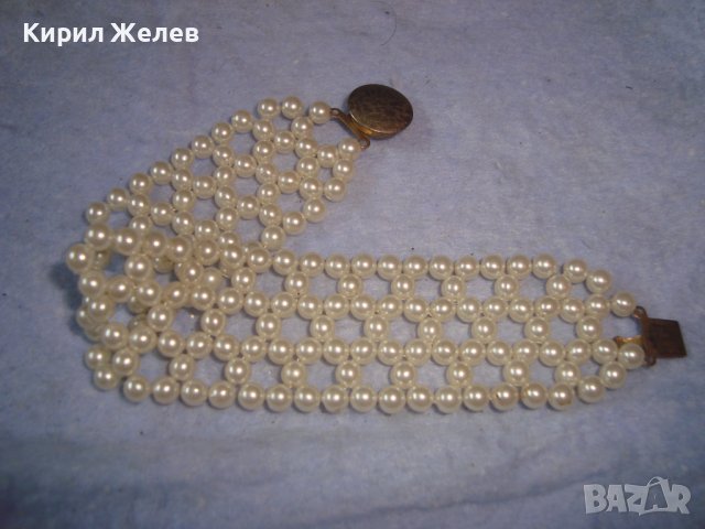 СТАРА ПЕРЛЕН ТИП МЪНИСТЕНА РЕТРО АР НУВО СТИЛ ГРИВНА с ПОЗЛАТЕНА ЗАКОПЧАЛКА 8962, снимка 5 - Гривни - 37072439