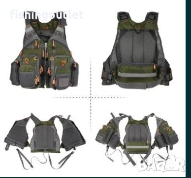  Спининг елек и спасителна жилетка - 2 в 1 ! Регулируем с 11 джоба., снимка 3 - Екипировка - 30898258