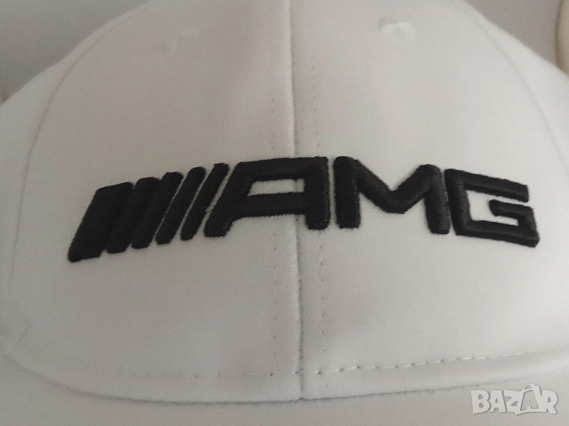 AMG Мъжка шапка с козирка бяла 