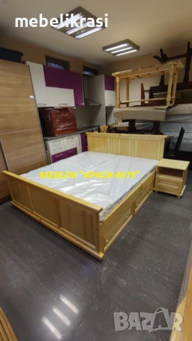 Спалня с 4 чекмеджета,с 2 високи табли  -МАСИВ . Налична!, снимка 2 - Спални и легла - 50808633