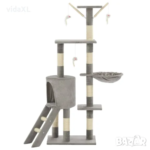 vidaXL Котешко дърво със сизалени стълбове, 138 см, сиво, снимка 3 - За котки - 56146225