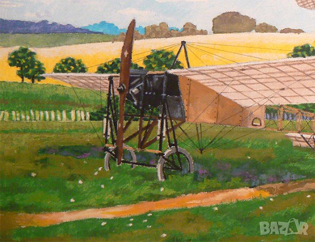 Продавам маслена картина с български самолети Блерио., снимка 2 - Картини - 30731646