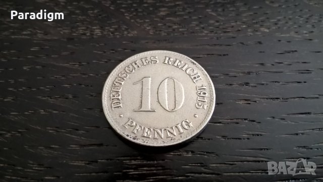 Райх монета - Германия - 10 пфенига | 1915г.; серия D, снимка 2 - Нумизматика и бонистика - 29335735