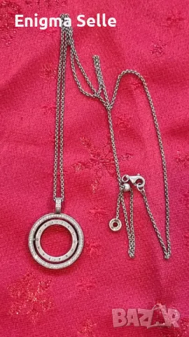 Сребърно колие Pandora, с въртящи се рингове, снимка 3 - Колиета, медальони, синджири - 50327448