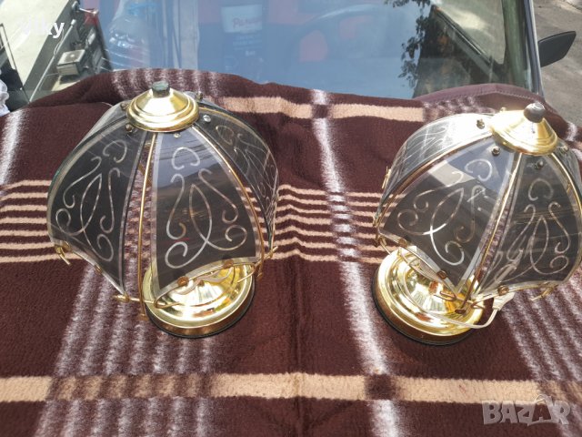 Порцеланови руски съветски нощни лампи с витраж трипозиционни уникат, снимка 13 - Колекции - 42299075