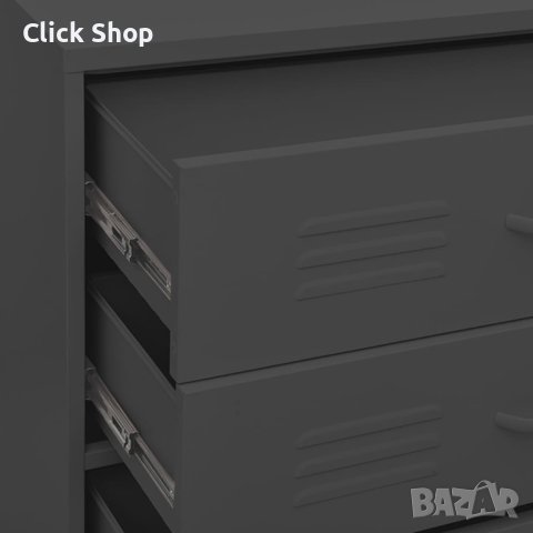Шкаф с чекмеджета, антрацит, 80х35х101,5 см, стомана, снимка 4 - Шкафове - 40308733