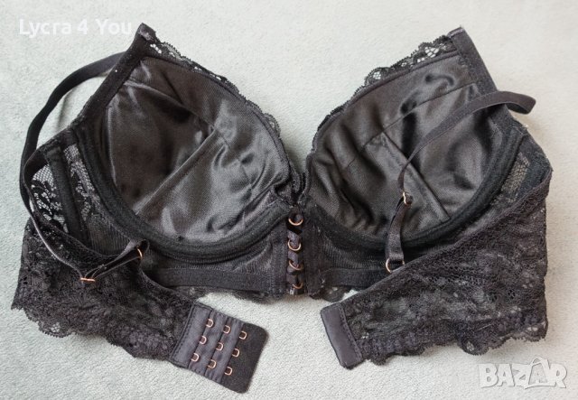 75В черен сутиен с дантела и твърди чашки, снимка 3 - Бельо - 44446009