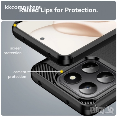 WANLONFENG TPU Калъф за Honor X7d / 400 Smart- Въглеродно влакно, вкл. Стъклен протектор, 3 Цвята, снимка 8 - Калъфи, кейсове - 52467534
