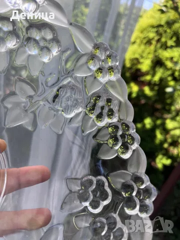 Ваза от Walther Glas от серията Carmen Satin с красив релефен  дизайн от матово и прозрачно стъкло, снимка 9 - Вази - 56218918