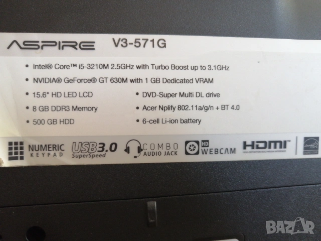 Лаптоп ACER Aspire V3-571G, снимка 6 - Лаптопи за дома - 54344705