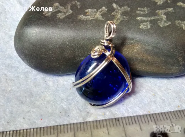 КРАСИВ СРЕБРИСТ ВИНТИДЖ СТИЛ МЕДАЛЬОН АРТ ПЕНДАНТ СИН КРИСТАЛ ХЕНД МЕЙД БИЖУ 47256, снимка 5 - Колиета, медальони, синджири - 48828846