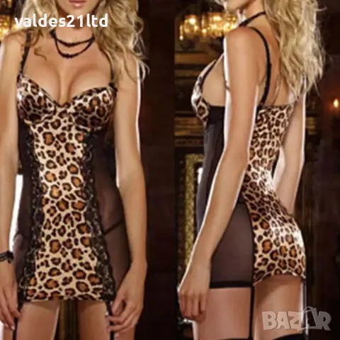 Секси леопардовa рокля с жартиери, снимка 6 - Поли - 34188839