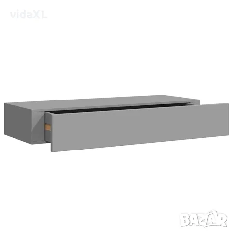 vidaXL Стенен рафт с чекмедже, сив, 60x23,5x10 см, МДФ