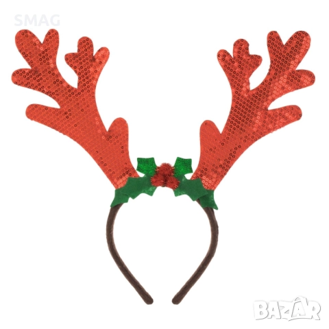 Коледна диадема с рога, червено-златни плодчета_1242797
