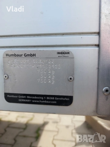 Ремарке Humbauer 2023г до 750кг, брезент, стойки, внос Германия, снимка 11 - Ремаркета - 54168414