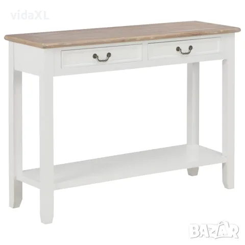 vidaXL Конзолна маса, бяла, 110x35x80 cм, дърво