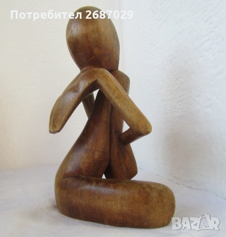 Дървена фигура, човек, мислител, молитва, йога, медитация, снимка 7 - Статуетки - 31658232