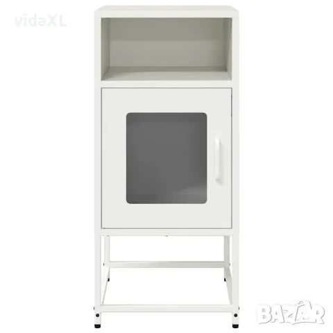 vidaXL Нощно шкафче бяло 36x39x78 cm Студено валцувана стомана, снимка 6 - Бюфети - 56148271