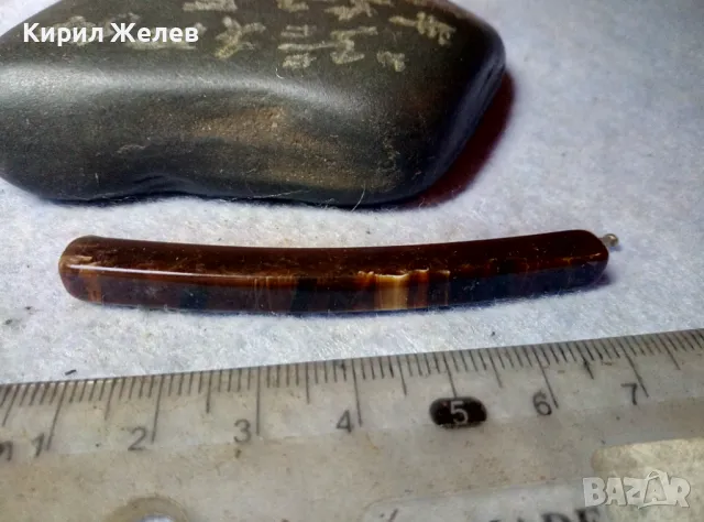 ПРЕКРАСНА СТАРА РЕТРО АРТ ФИБА ШНОЛА от ЮВЕЛИРНО ШЛИФОВАН и ПОЛИРАН КАМЪК ТИГРОВО ОКО 48754, снимка 5 - Антикварни и старинни предмети - 48729038