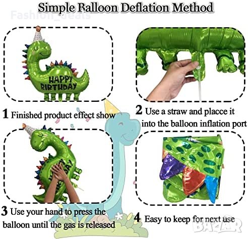 Нови 2 броя балон голям динозавър Честит рожден ден Украса Парти Декор, снимка 3 - Други - 40132214
