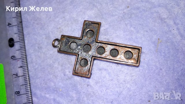 СТИЛНО СТАРО ПОСРЕБРЕНО МЕДНО АРТ КРЪСТЧЕ с ЕМАЙЛ 34571, снимка 4 - Колиета, медальони, синджири - 39067691