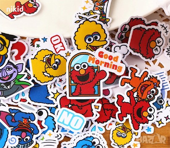 35 бр Улица Сезам Бисквитено чудовище Muppet Cookie Monster  малки самозалепващи лепенки стикери ръч, снимка 2 - Други - 30329810