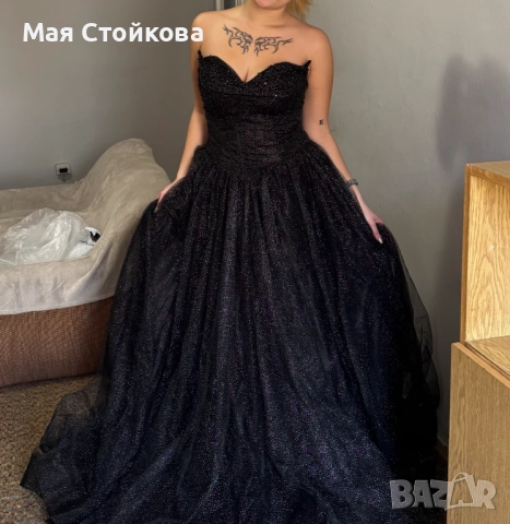 Черна дълга бална рокля, снимка 3 - Рокли - 52714726