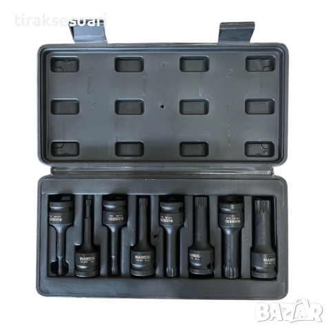 Професионален комплект ударни SPLINE битове HAWEK HW-2052 – 8 части, 1/2", Cr-Mo, снимка 4 - Други инструменти - 52459643