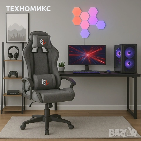 Геймърски стол за бюро, с поддръжка за крака, регулиране на височината, снимка 5 - Столове - 53065963