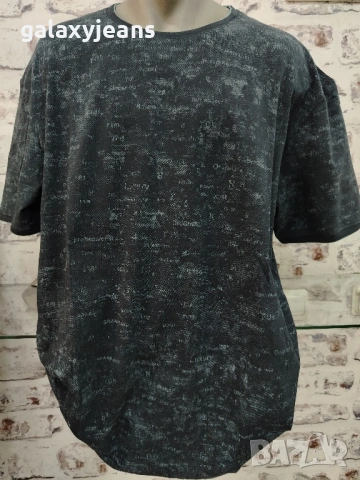 Reddown- тениска големи размери, цвят графит, ефектен принт, памук с еластан