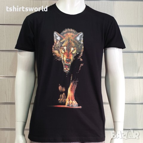 Нова мъжка тениска с дигитален печат Ходещ Вълк, Серия вълци, снимка 1 - Тениски - 40709129