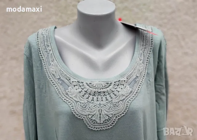 3XL и 5XL Нови блузи Sheego в млечно зелено, снимка 3 - Туники - 49456201