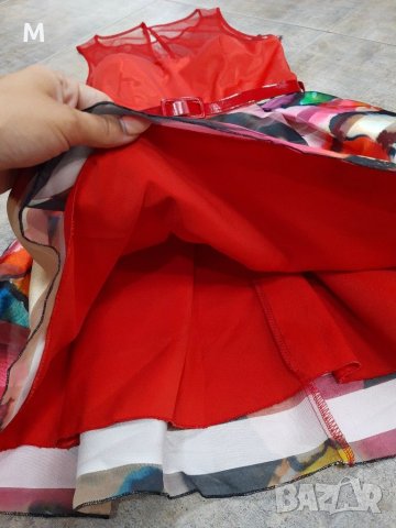 Нова колекция червена кукленска кройка рокля на цветя на намаление, снимка 3 - Рокли - 29738423