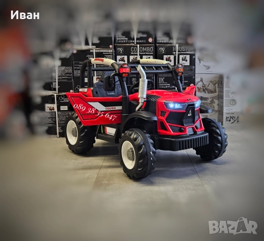 ТОП ЦЕНА!НОВО!Акумулаторен трактор HARVEST RED с 12V батерия,дистанционно,USB