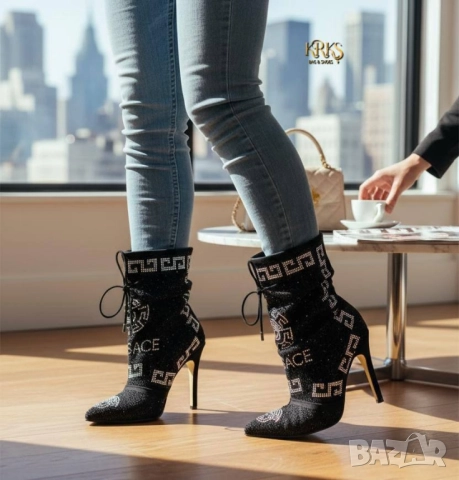 дамски боти на ток versace miu miu chanel , снимка 10 - Дамски боти - 52031515