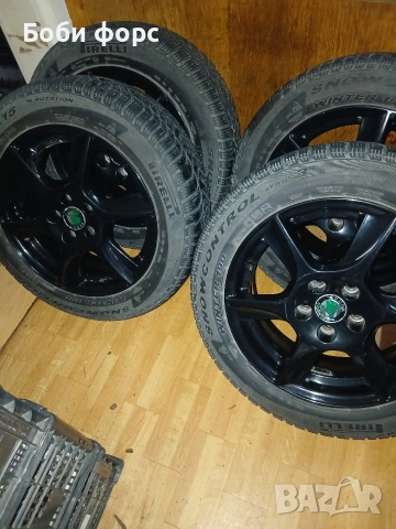 Лети джанти със зимни гуми 5×100 57.1ц.о. шкода, снимка 6 - Гуми и джанти - 53980024