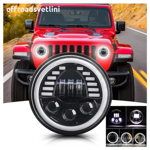 НОВ МОДЕЛ 2024 200W 7 Инчови Диодни Фарове за Lada Niva Jeep Wrangler, снимка 2 - Аксесоари и консумативи - 47397584