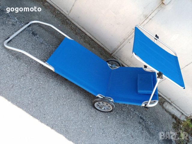 Шезлонг количка, на колела, алуминиев за плаж, къмпинг, сгъваем стол плажен на колела, снимка 7 - Къмпинг мебели - 37133346