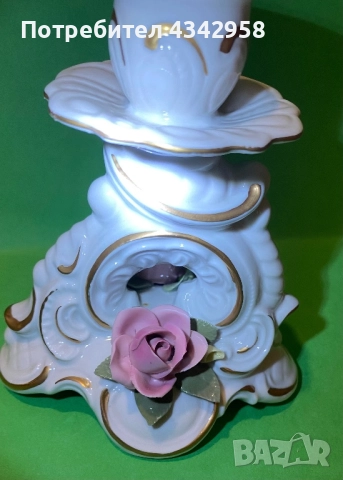 Dresden style.1935-1955г. Порцеланов свещник., снимка 3 - Антикварни и старинни предмети - 52468106