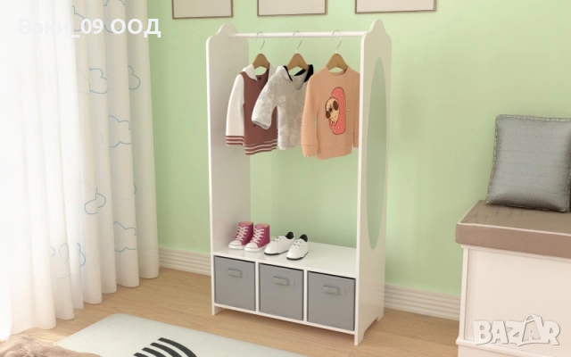 Детска закачалка с огледало и кутии за съхранение, снимка 2 - Закачалки - 51443447