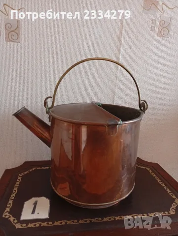 Стара медна лейка, кофи към камина и други, голяма медна ваза, снимка 3 - Антикварни и старинни предмети - 55383056