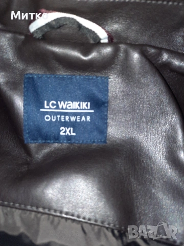 Ново черно мъжко кожено яке на LC WAIKIKI размер 2XL, снимка 5 - Якета - 53078508